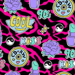 Bright seamless pattern 80s 90s style vector