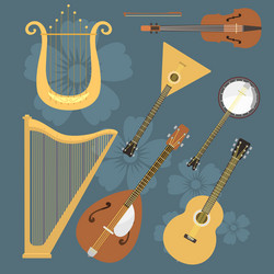 set of stringed musical instruments classical vector