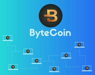 Bytecoin cryptocurrency blockchain word background vector