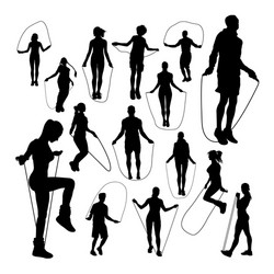 Jumping Rope Silhouettes - People Vector Image