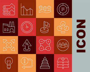 set line layers project team base pie chart vector image
