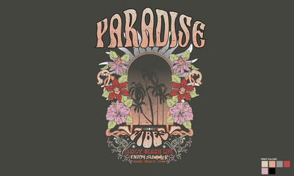 Tropical Flower Beach Art Print Vector Image