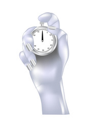 Metal hand and stopwatch vector