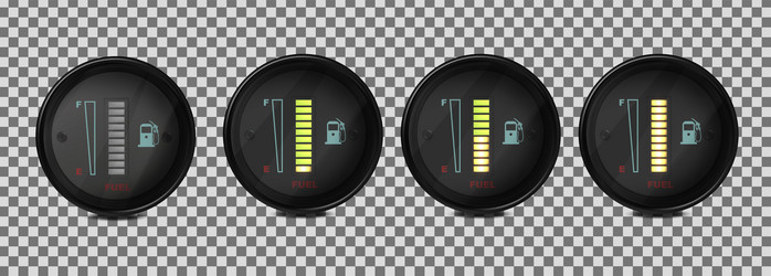 Realistic 3d set of fuel level indicators vector