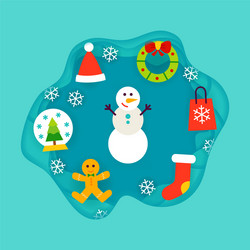Winter Papercut Holiday Scene Vector Image