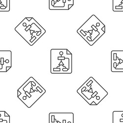 Grey line tile flowchart for program design vector