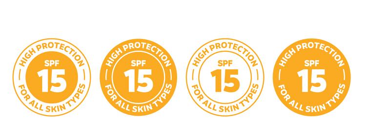 Spf 15 icon set isolated logo collection Vector Image