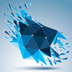 3d digital wireframe complicated object broken vector image