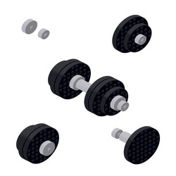 Concept with dumbbells working out in isometric vector