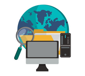 cyber security with computer design vector image
