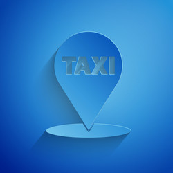 paper cut map pointer with taxi icon isolated vector image