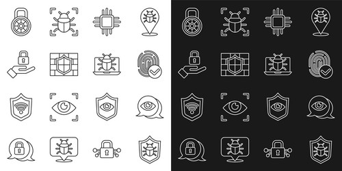 set line system bug eye scan fingerprint vector image
