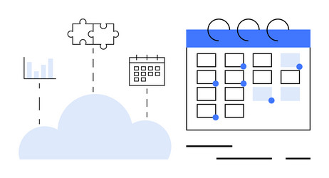 cloud integration with calendar and data analytics vector image