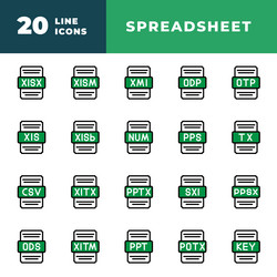 file type spreadsheet set document format files vector image
