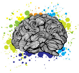 Brain bright idea doodle vector