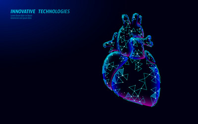 Healthy heart beats 3d medicine low poly concept vector