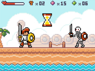 interface of pixel game hero or character knight vector