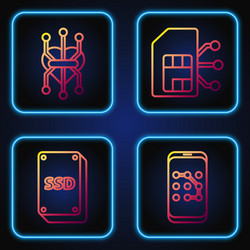 Set line mobile and graphic password protection vector