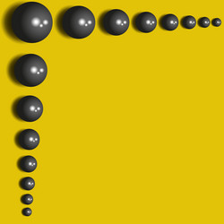 Abstract background 3d black spheres on the yellow vector