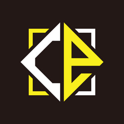 c e initials quadrangle monogram with square vector image