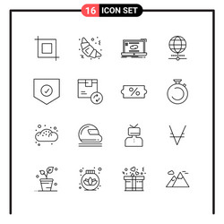 set 16 line style icons for web and mobile vector image