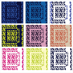 set of nine pattern with abstract seed design vector image