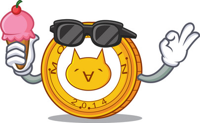 With ice cream monacoin character cartoon style vector