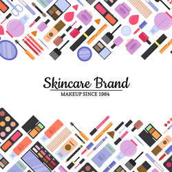 Flat makeup set with perfume lipstick cream Vector Image