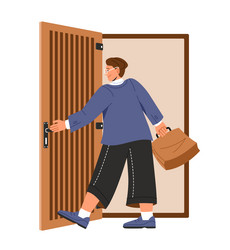 man opening door concept vector