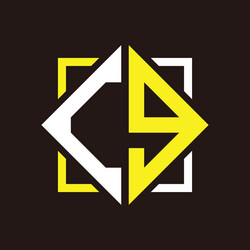 C g initials quadrangle monogram with square vector