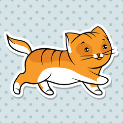 red cute funny cat run vector