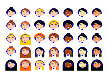 set with icons of different working teleoperators vector image