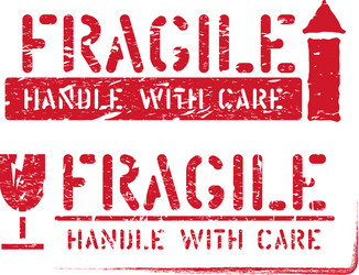 fragile this way up handle with care grungy vector image