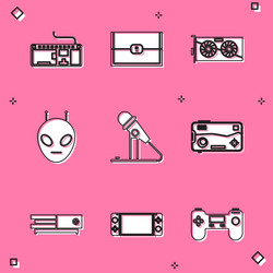 set computer keyboard chest for game video vector image