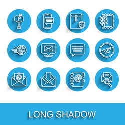 set line mail and e-mail envelope box address vector image