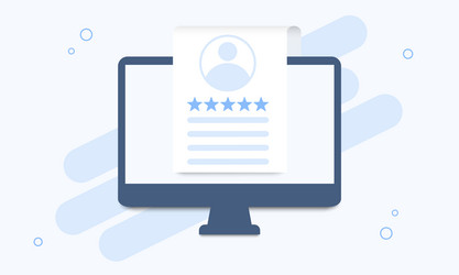 computer with a list of customer reviews in flat vector image