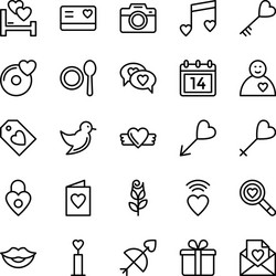 love and valentine line icons 3 vector