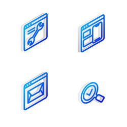 Set isometric line web developer programming code vector