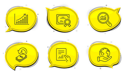 data analysis document and graph chart icons set vector image