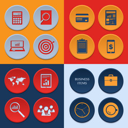 flat icons of business workflow items and elements vector image