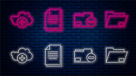set line document folder with minus add vector image