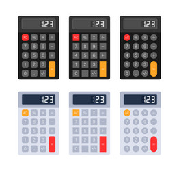 set of calculators in different color vector