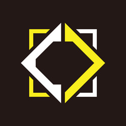 C j initials quadrangle monogram with square vector