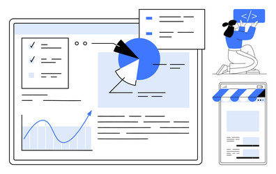 data analysis dashboard with charts reports vector image