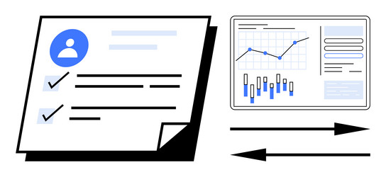 performance review document and data analytics vector image