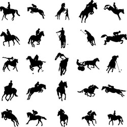Polo Player Icons - Set of Silhouettes Vector Image
