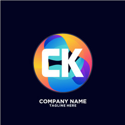 Ck initial logo with colorful circle template Vector Image