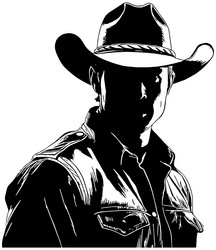 Cowboy Silhouette Portrait Vector Image