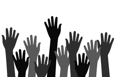 Colors hand up hands of people help volunteer Vector Image
