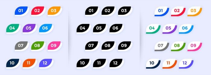 Modern button style bullet points numbers from vector